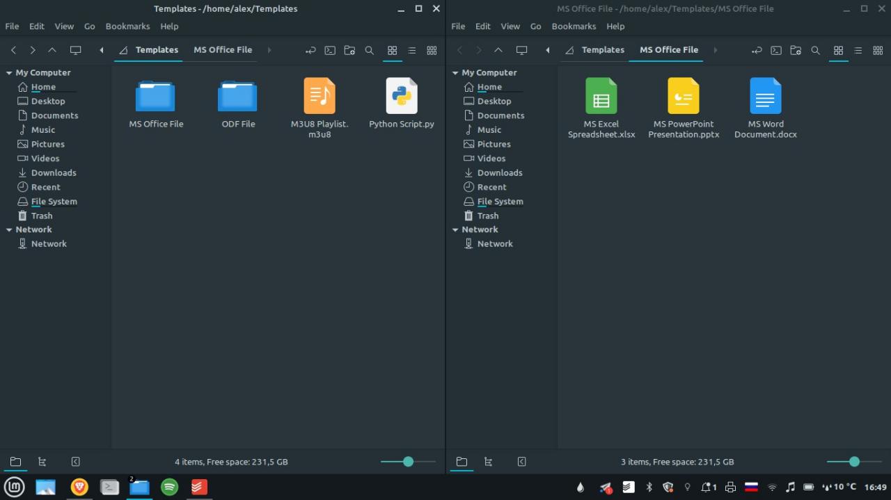 Linux Templates folder