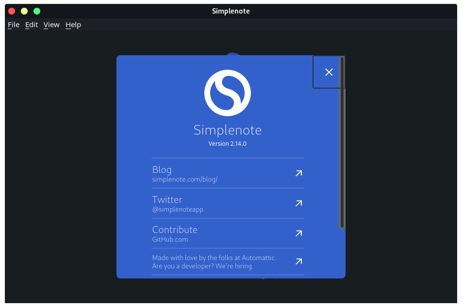 Скриншот программы Simplenote